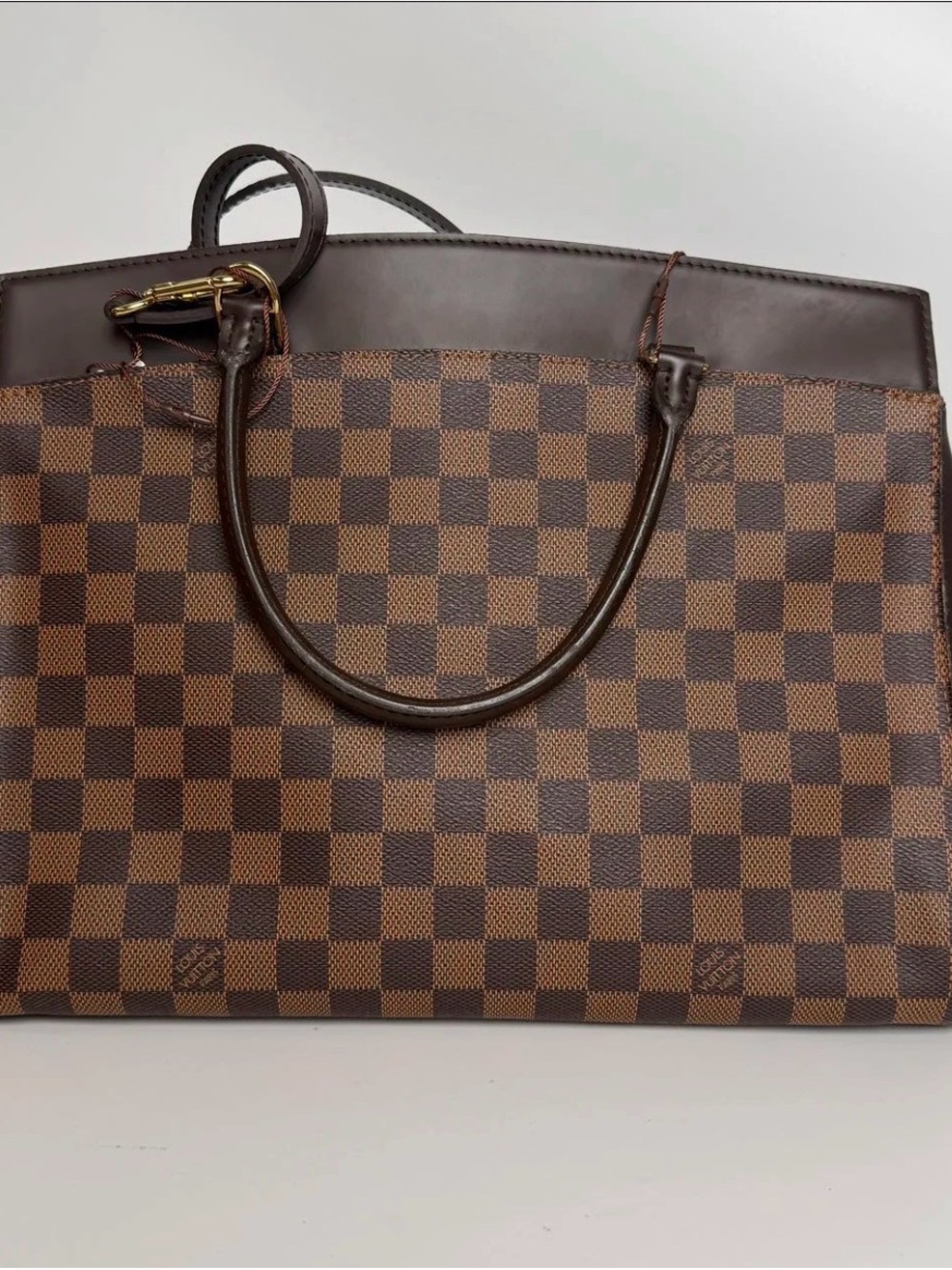 Louis Vuitton Brown Damier Ebene Tote with Gold Hardware - Picture 3 of 4